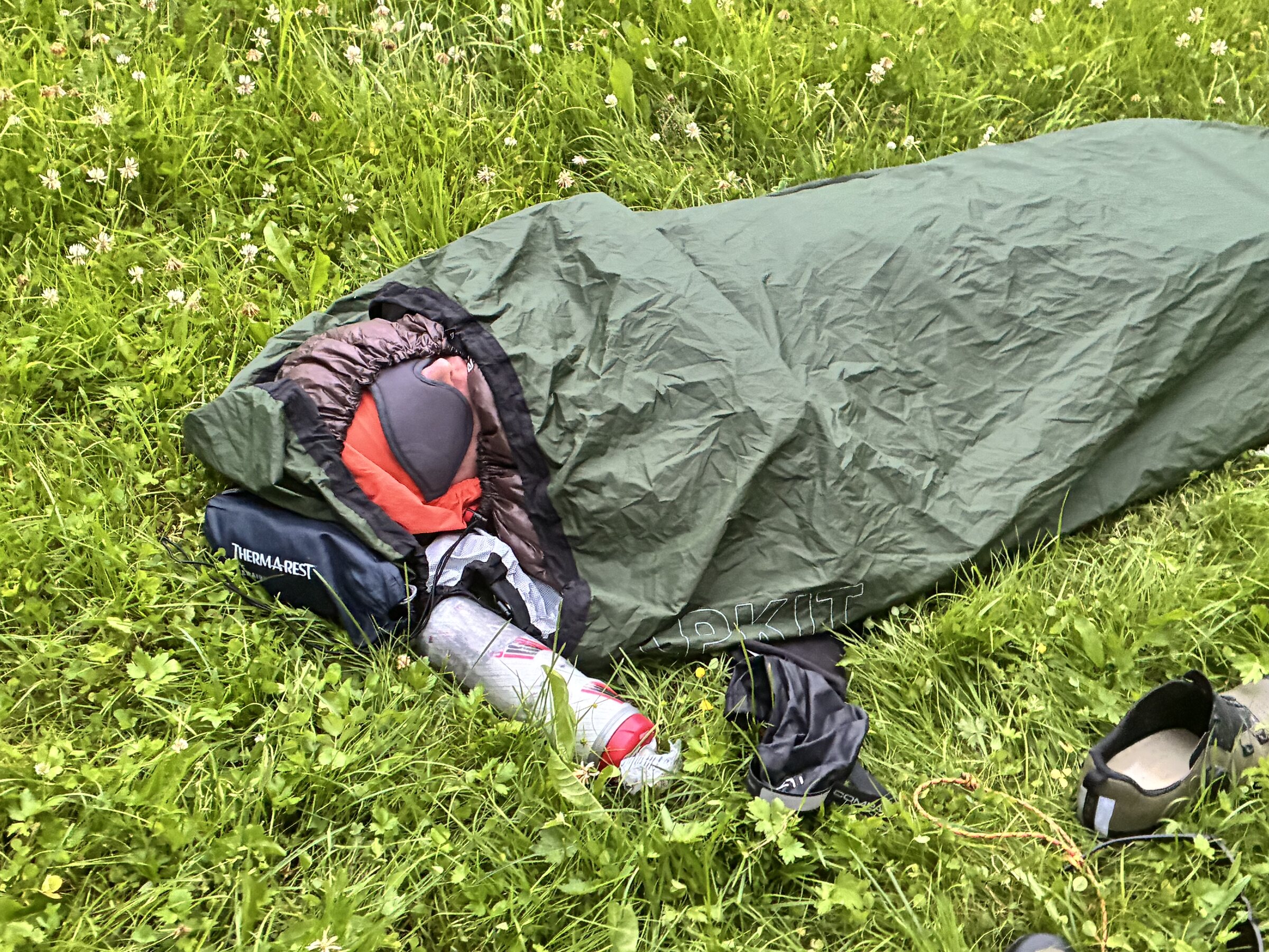 Bivy und Ausrüstung nach der Schlafpause