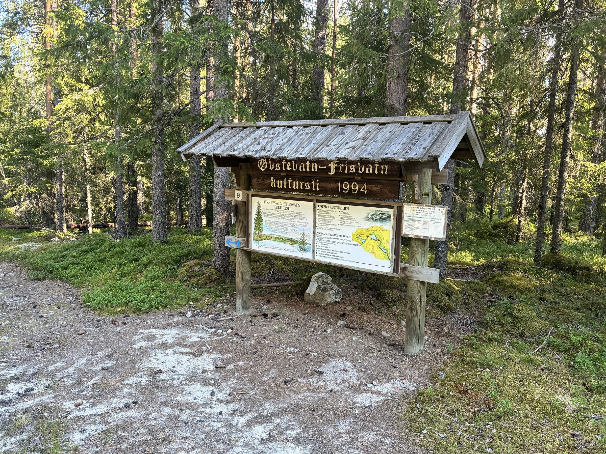 Wegweiser und Landschaft am späteren Tagesabschnitt